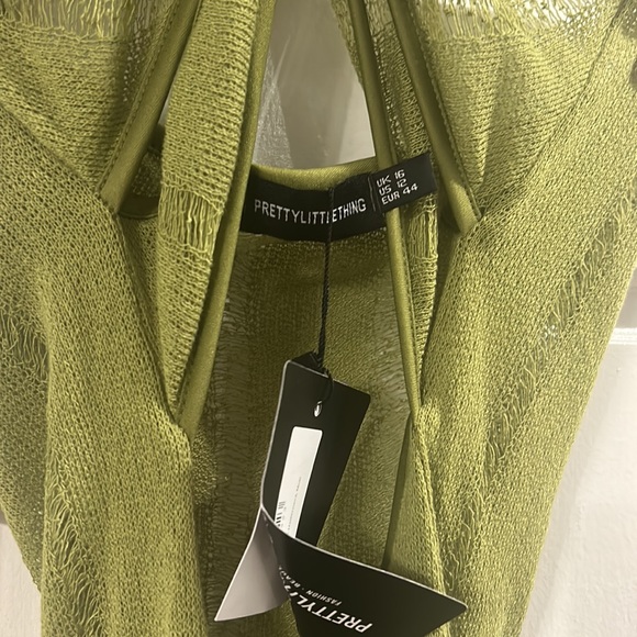 Olive green sheer halter dress - Picture 6 of 8